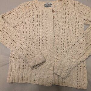 Sundance CURIO Handknitted Womens Small 6 Button Silk Blend Cardigan Ivory Top